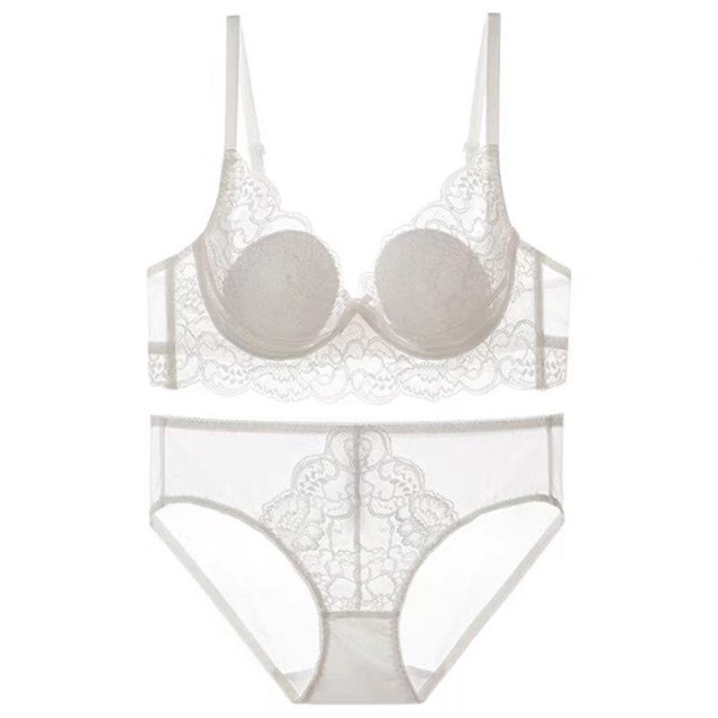 French Underwear Women's Summer Pure Desire Rabbit Ears Cup Lace Underwear Big Chest Small Large Size Sexy Bra Cover