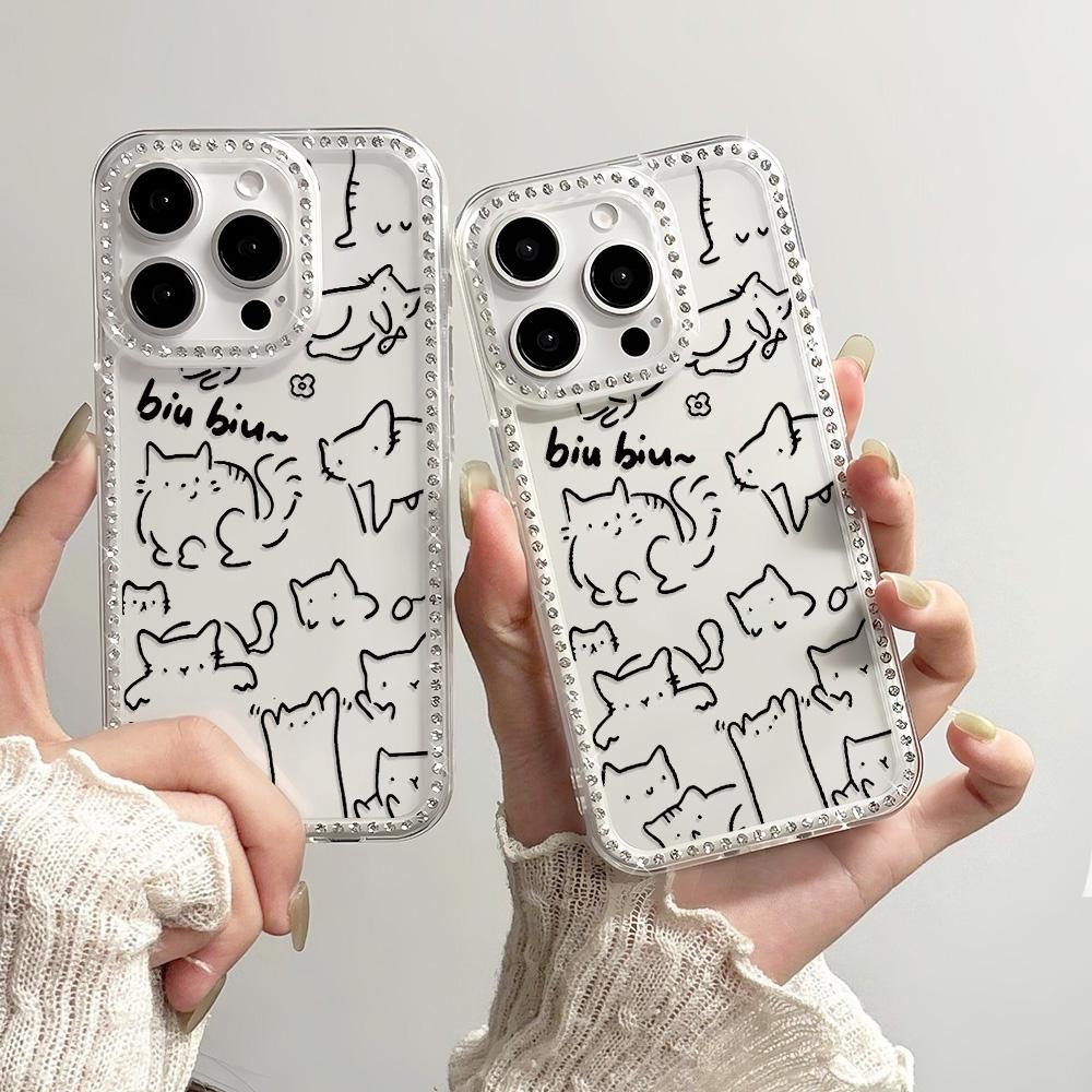 Bracelet Chain Phone Case For iPhone 17 16 15 13 14 for 17Air 17 12 14 16 Pro 17 14 16 Pro Max Sparking Diamond Cute Pattern Hard Cover With Lanyard