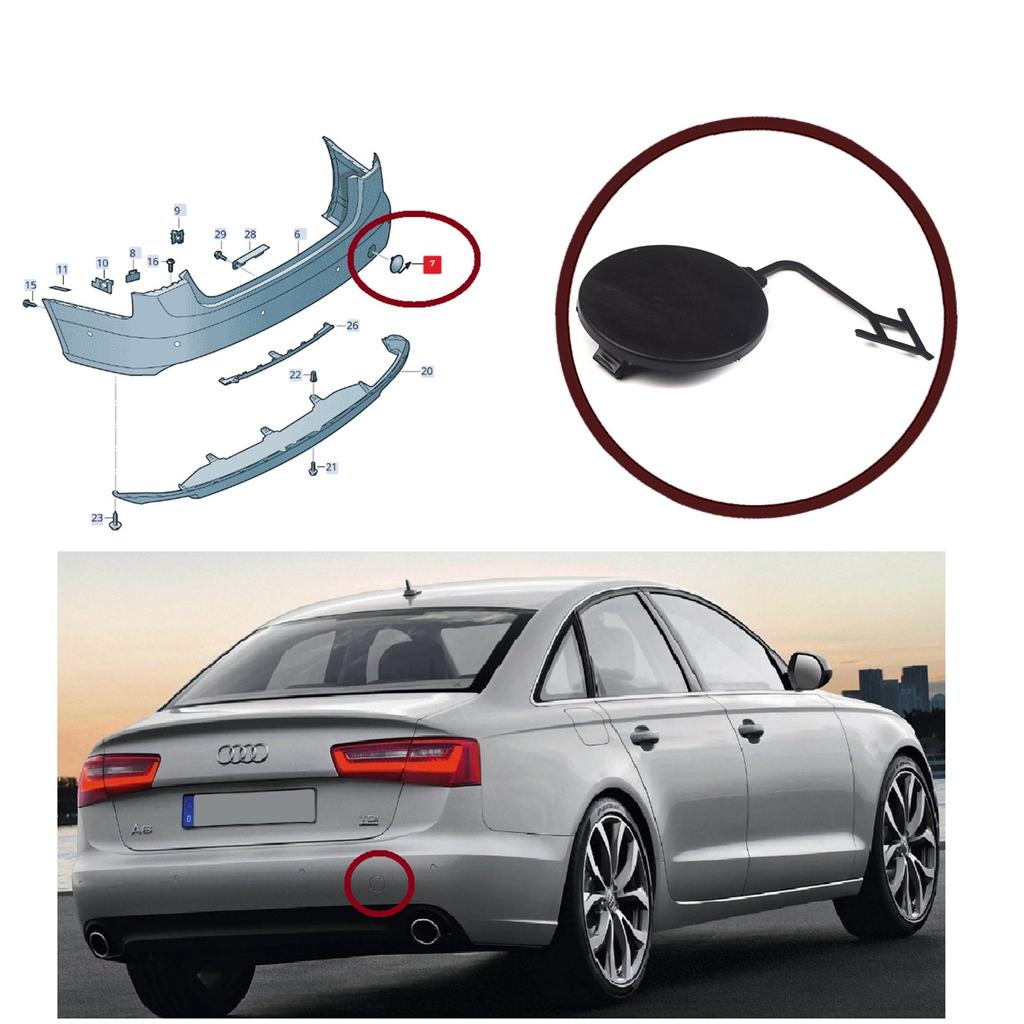 ESP1095 Rear Bumper Grille Tow Hook Eye Cover Cap Lid 4G5807441 4G5807441GRU for  A6 Avant S6 Quattro 2012-2014 A6L 2012-15