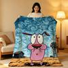Cartoon C-Courage.t-the.C-Cowardly.D-Dog Throw High-Density Short Plush Blanket Soft Skin-Friendly for Sofa Nap Room