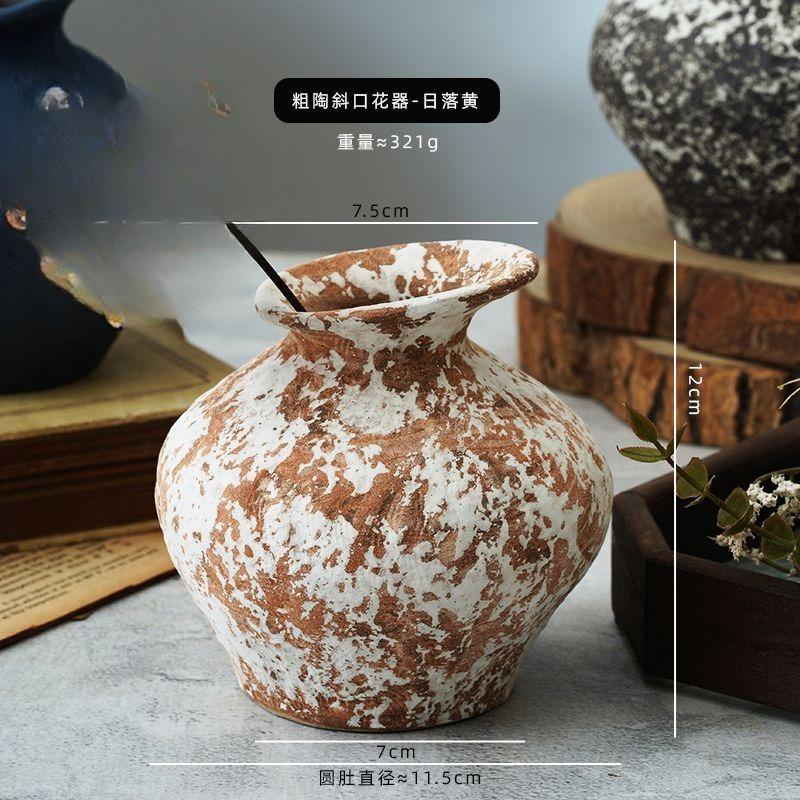 Vintage Ink Splash Ceramic Dried Flower Vase Art Irregular Bevel Plant Flower Vase Crafts Porch Ornaments Interior Decoration