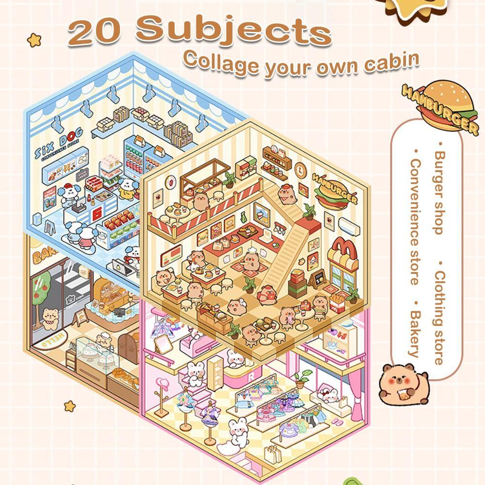 20Pcs/Book 3D Miniature Scene 3D Stickers DIY Notebook Sticker Landscape Sticker Book  Children Gift