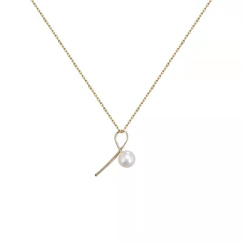 

Ожерелье с подвеской в виде позолоченного жемчуга Symbol для женщин в минималистичном стиле