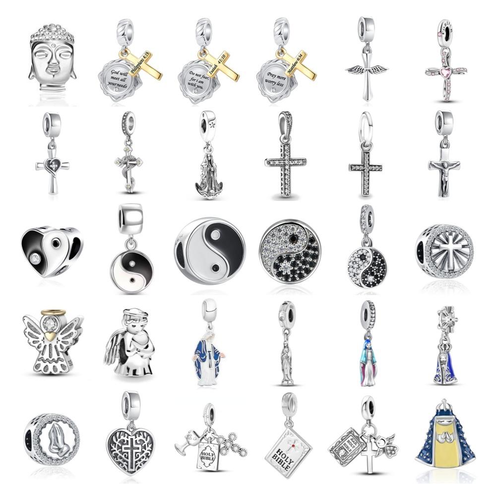 Newcopper Cross Bagua Pearl Buddha Pendant, Suitable For Original European Bracelet Jewelry Necklace