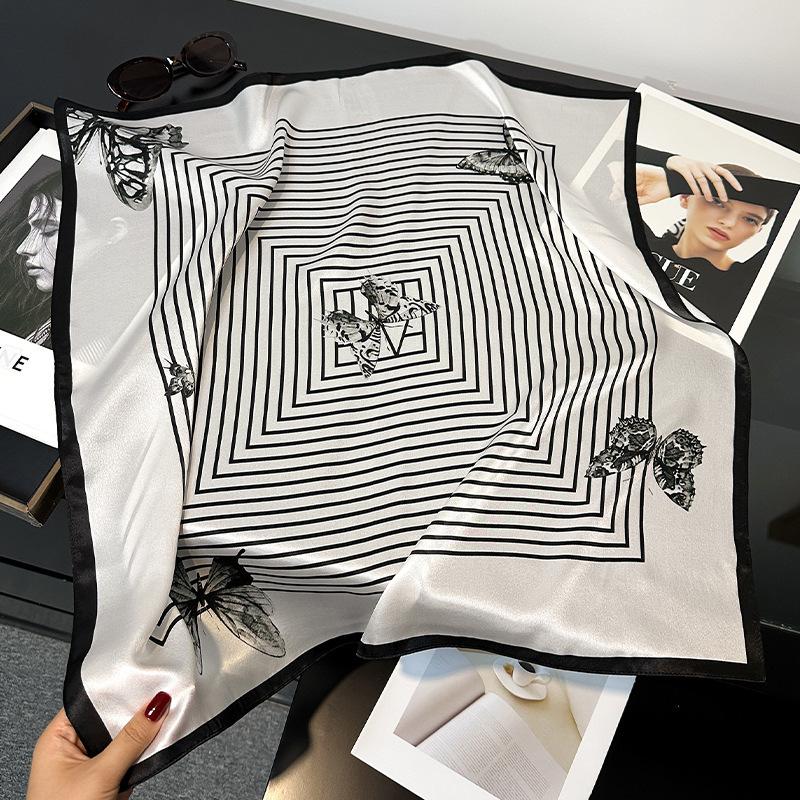 New 100% Natural Real Silk Scarf Women Hair Foulard Luxury High Quality Bandana Square Headband Hijab Poncho Scarves Pashmina