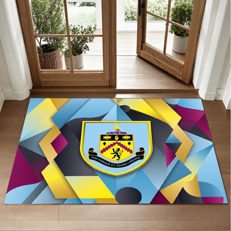 Burnley Football Design Crystal Velvet Rug Soft Decorative Mat for Bedroom Entrance