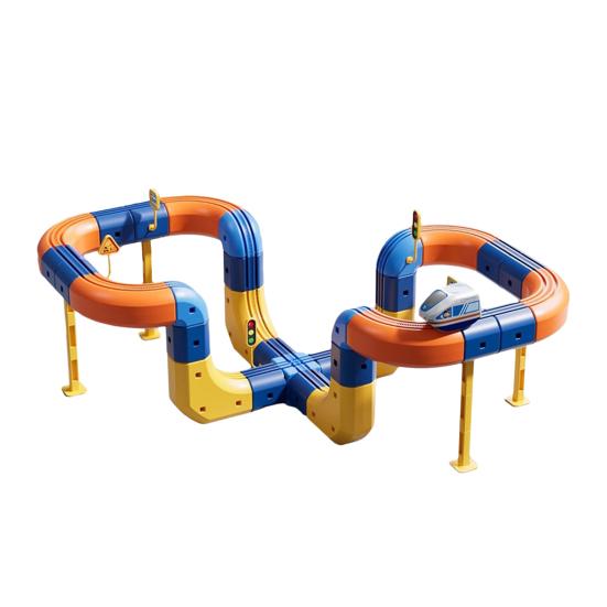 46/56/69 Adet/Set Çocuk Raylı Tren Oyuncakları Kendin Yap Yarış Arabası Küp Ray Yapım Kiti Küçük Çocuklar Erkek Kızlar Elektrikli Tren Ray Montaj Oyuncakları