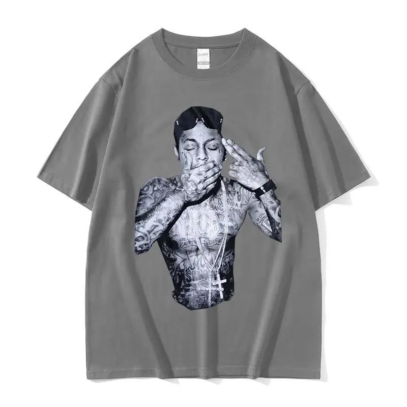 Custom Shirt Rapper Lil Wayne Print Graphic T Shirt Unisexs Cool Hip Hop Gothic Clothing Tshirts Y2k Unisex Retro Oversized Cotton T