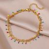 Anklets for Women Summer Beach Accessories Boho Colorful Stainless Steel Two Layer Chain Anklet Leg Bracelets Fashion Jewelry