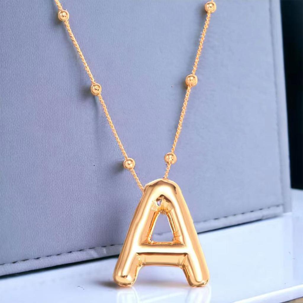 Glossy English Letter Copper Pendant Necklace Jewelry 26 Letter Special Gifts For Women