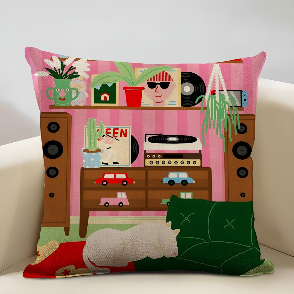 Illustrationen von Liebe und Beziehungen im Alltag Kissenbezug Haushaltsdekoration Leinen Sofa Kissenbezug: Hautfreundlich