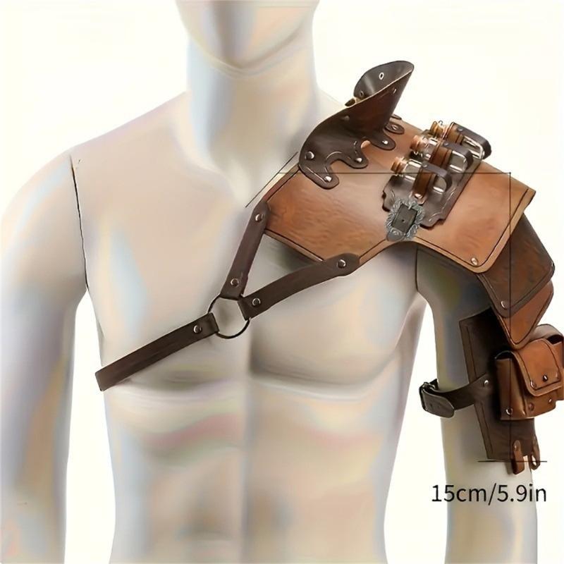 Vikinges Faux Leather Single Pauldron Shoulder Armour,Medieval Knight Shoulder Armour for LARP/Cosplay