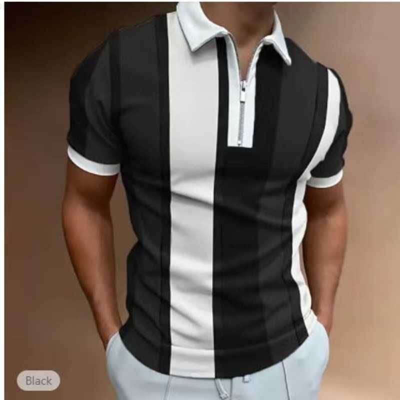 Men Polo Shirt Short Sleeve Stripe 3d Print Tops Fashion Polyester Breathable Comfortable Polos Shirts