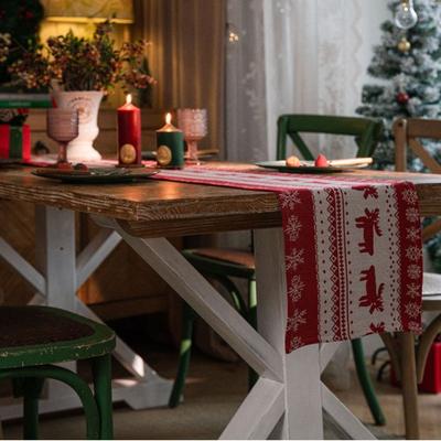Christmas Jacquard Table Runner Holiday Dining Table Cloth Festive Coffee Table TV Cabinet Decor