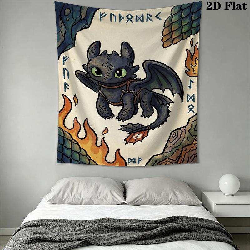 How to Train Your Dragon Wall Tapestry Aesthetic Wall Hanging Printed Fabric Blanket Decorative Tapestries for Bedroom Living Room Home Decor
