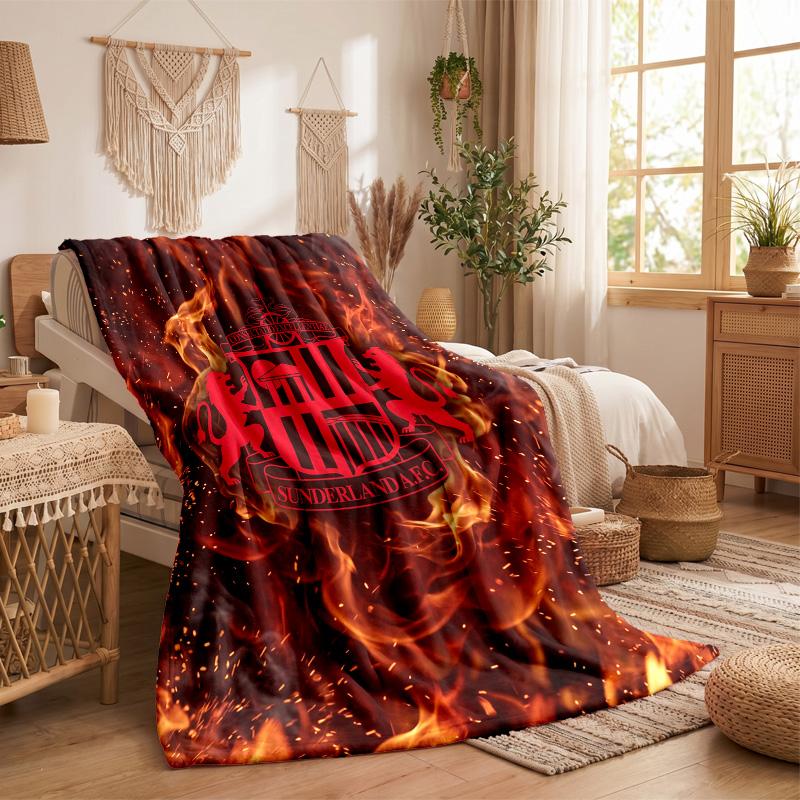 Sunderland Football Print Flannel Blanket Soft Warm Sofa Bed Throw Blanket For Home Office Bedroom