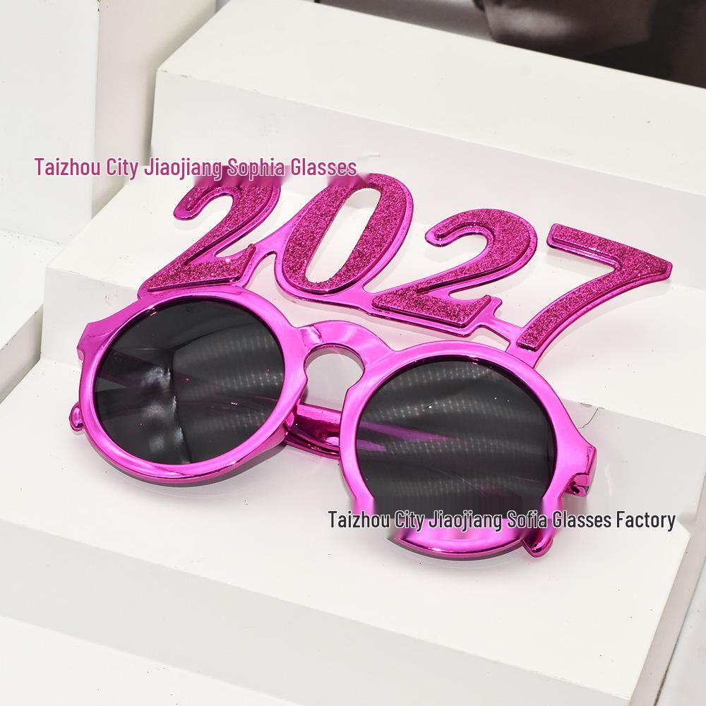 2027 New Year's Eve Decorative Round Lens Glasses for Parties & Gatherings