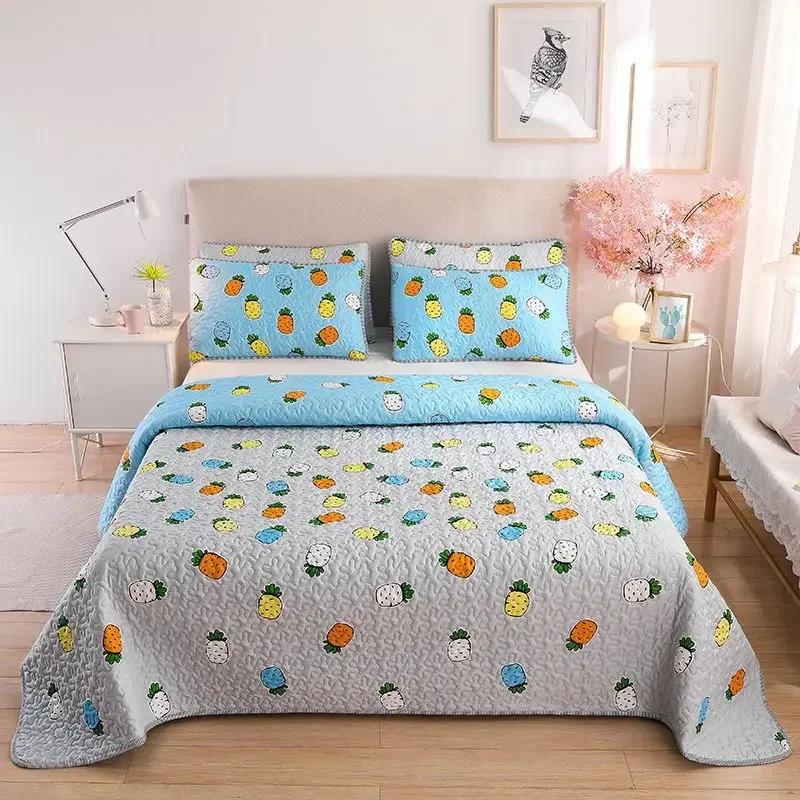 Tagesdecke Gewaschene Baumwolle Gesteppte Bettdecke Queen King Size Ländlicher Stil Rutschfestes Laken Decke Steppdecke Warm Bedruckte Bettwäsche