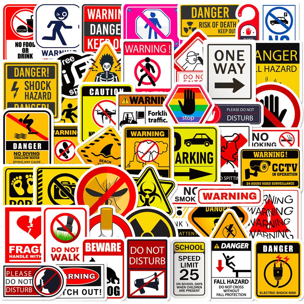 50 Realistic Warning Signs To Identify Objects and Cognitive Children's Stickers English Early Childhood Education Stickers