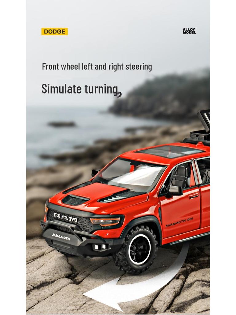 Dodge Tyrannosaurus Mammoth 1/32 Alloy Off-Road Car Model Toy Ornament