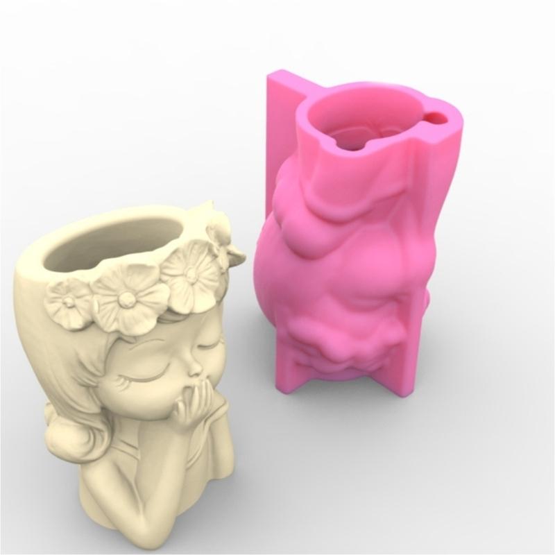 Girl Gypsum Silicone Mold  Succulents Concrete Flower  Vase Plaster Cement Mold Clay Mold Candle Holder Mold