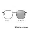 Photochromic Retro Gold-Rimmed Myopia Glasses Large Square Frame Anti-Blue Light Luxury Brand Designer Popular Metal Eyeglasses