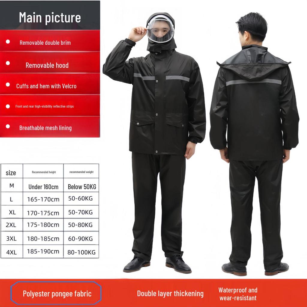 Protective Reflective Motorcycle Rain Suit - Ideal for Construction, Cycling & Riding