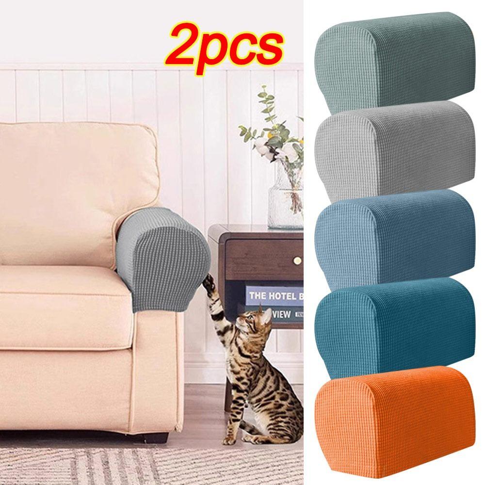1Pair Stretch Sofa Armrest Cover Anti-slip Elastic Sofa Cover Jacquard Dust-proof Couch Arm Protector for Home Furniture Decor