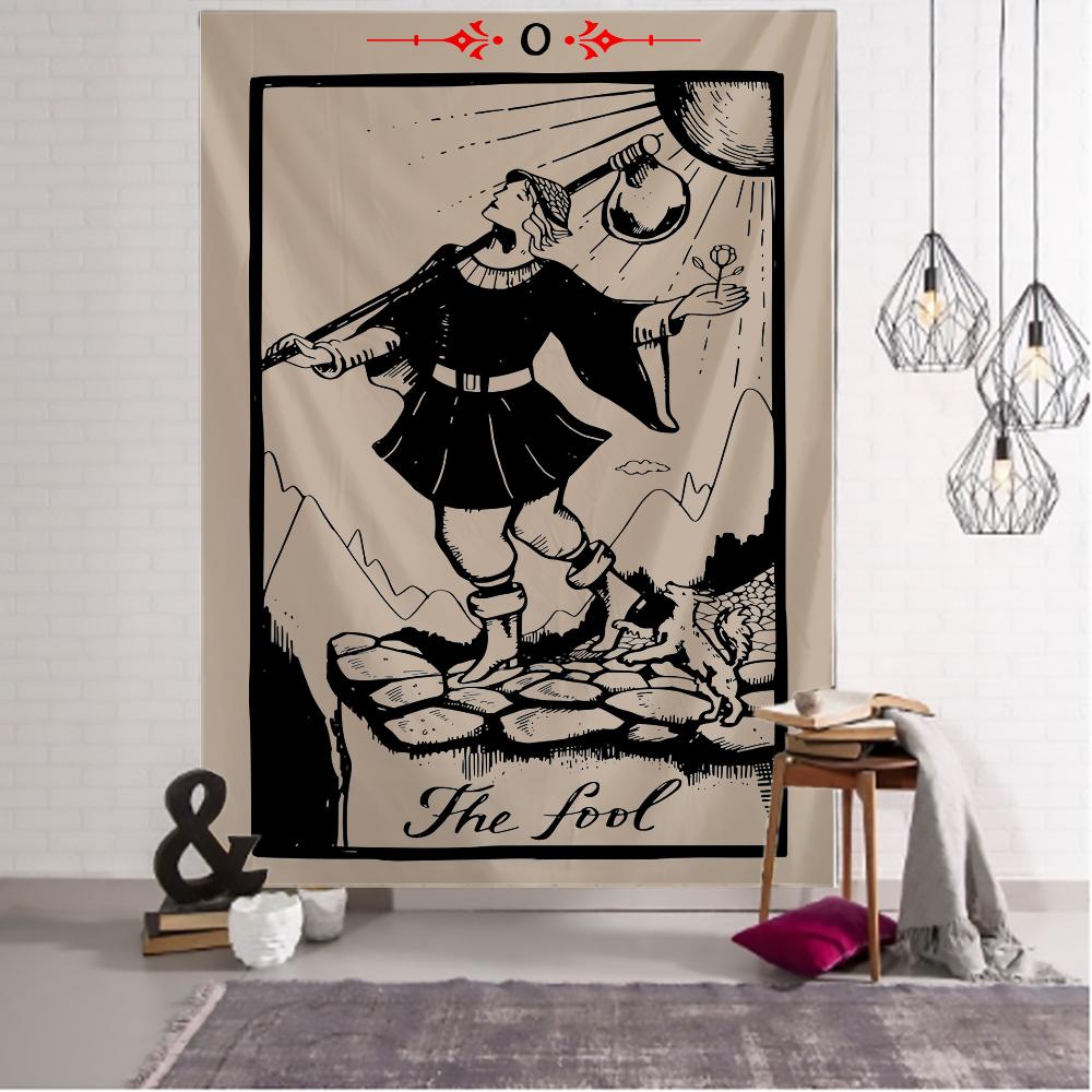 Tarot Tapestry Wall Hanging Witchcraft Hippie Beach Throw Rug Carpet Sun Moon Tapestries Bohemian Home Art Psychedelic Decor