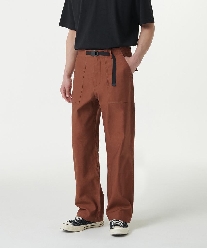 MUSINSA STANDARD Back Satin Wide Belted Fatigue Pants [Brick Red]