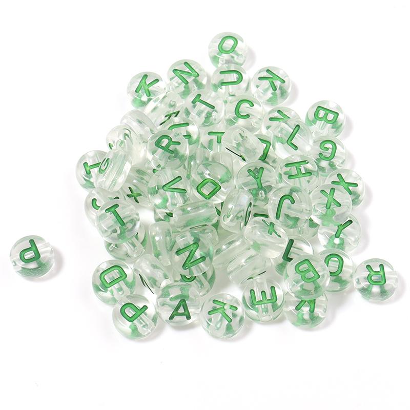 100pcs 7mm Colored Acrylic Alphabet Beads Mixed A-Z Letter Flat Round Loose Beads For Jewelry Making DIY Charm Bracelet Necklace