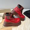 Thick-soled hollow rhubarb boots women's 2025 summer new heightening Martin boots small super fire outdoor western short boots