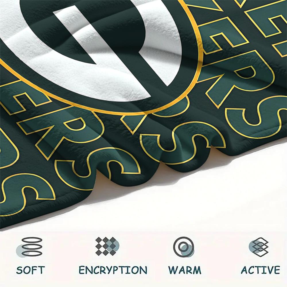 Green Bay Packers Print Flannel Blanket, High Quality Comfortable for All Seasons, Home Decor, Warmth and Comfort, Perfect for Christmas Gifts
