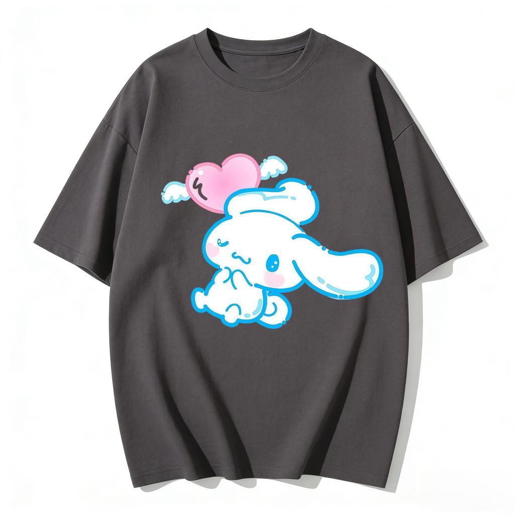 Cute Cinnamoroll Heart Wing Print Tshirt Casual Short Sleeve Tees Sweet Family Matching Outfits Fashion Parentchild Clothing
