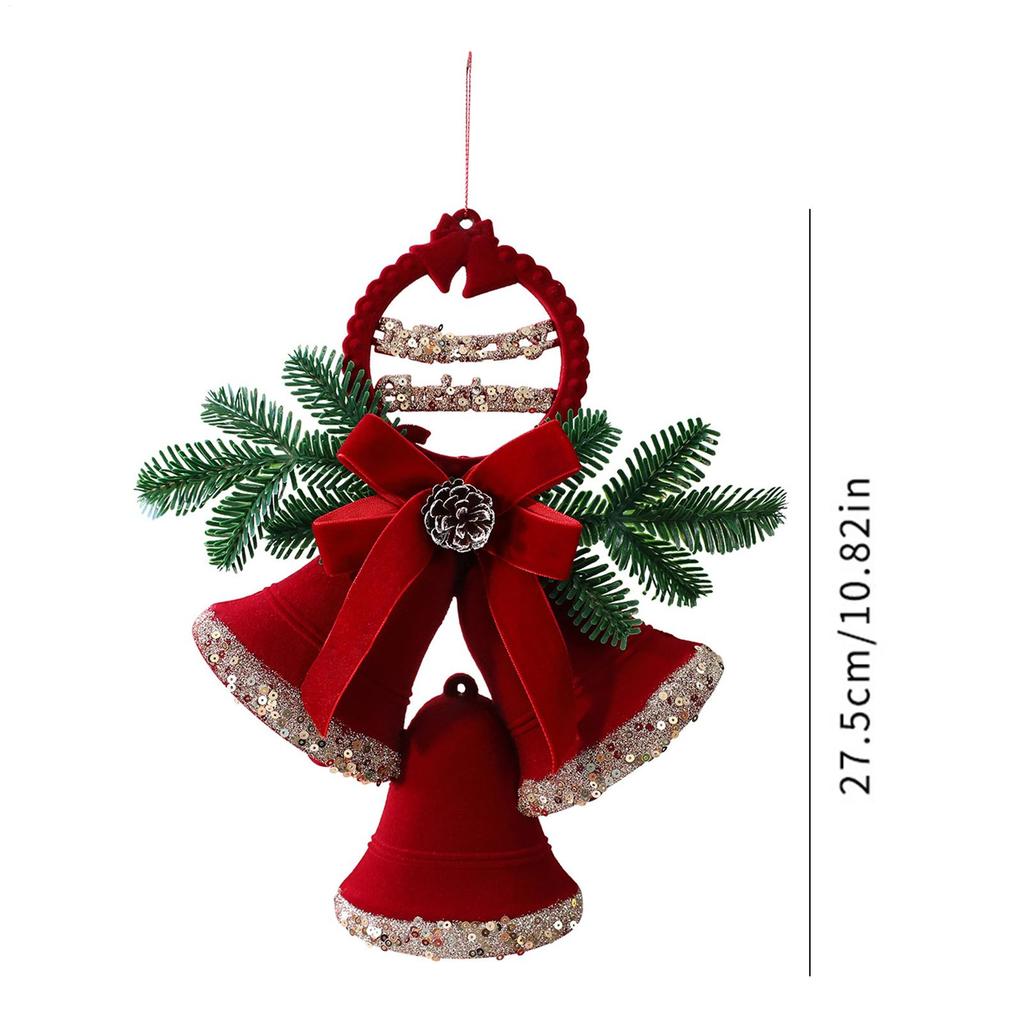Bell Ornaments For Christmas Tree Flocking Holiday Decor Hangable Christmas Decorations For Home Front Door Office Wreath
