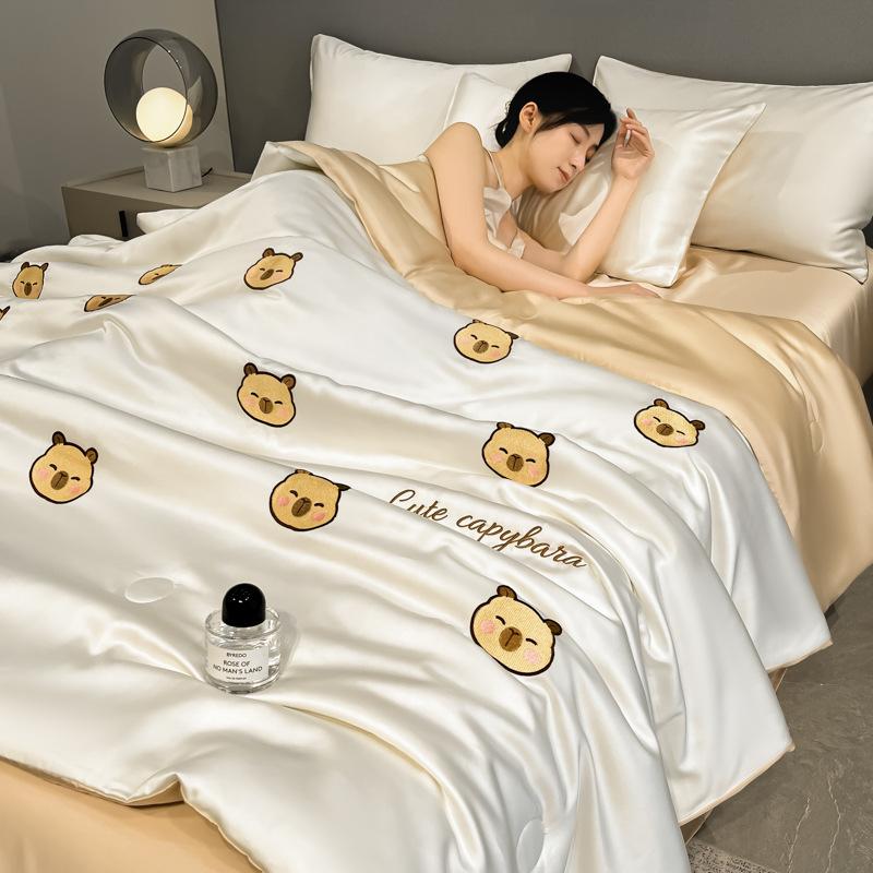 Skin-Friendly Washed Lce Silk Summer Quilt Sets High Quality Embroidered Comforter Bedding Sets Queen Summer Cooling Blanket