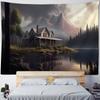 Beautiful wooden house, floral tapestry, forest landscape, home decoration hanging cloth, living room dormitory background cloth