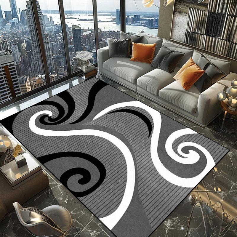 Moderner Geometrischer Teppich Wohnzimmer Dekoration Zuhause Waschbar Groß Rutschfester Teppich Schlafzimmer Bodenmatten Große Größe Flanell Anpassbar