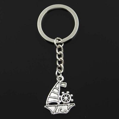 Mode Schiff Boot 28x22mm Anhänger 30mm Schlüssel Ring Metall Kette Bronze Silber Farbe Männer Auto Geschenk souvenirs Keychain
