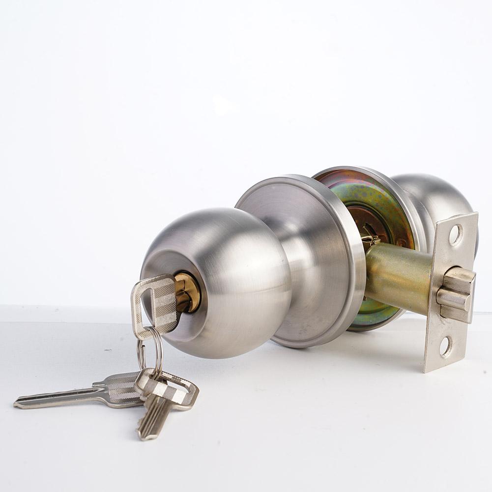 Pomelli Tondi per Porte in Lega di Alluminio Manopola Girevole Maniglia Set Maniglie Pomello Metallo con Chiave per Camere da Letto Soggiorni Bagni