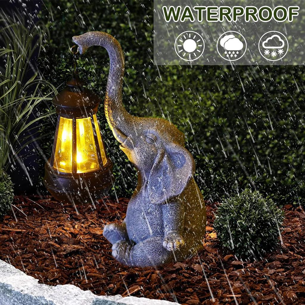 JYL TS/005,Solar Resin Elephant Animal Figurine Light for Outdoor Lawn and Home Garden Decorative Ornament