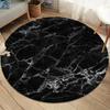 Luxurious Black Gold Marble Round Area Rug Soft Non-slip Carpet Nordic Style Home Decor Floor Mat for Living Room Bedroom