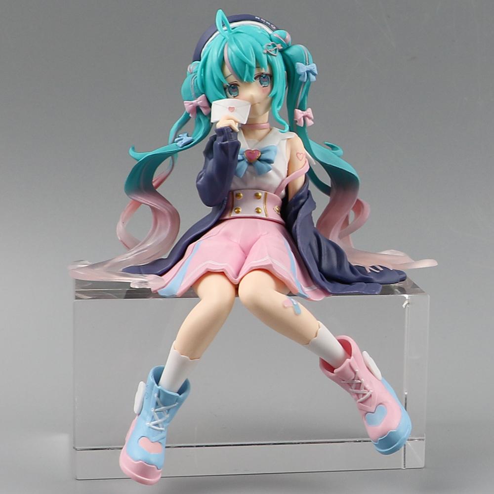 Original New Anime Hatsune Miku 14cm Virtual Singer Manga Statue Figurines  Model Toys computer desk cake decoration cute