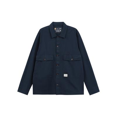 Serie Outdoor Urbana Colore Solido Etichetta con Logo Polo Casual Uomo camicie Blu Navy A6QR9-433