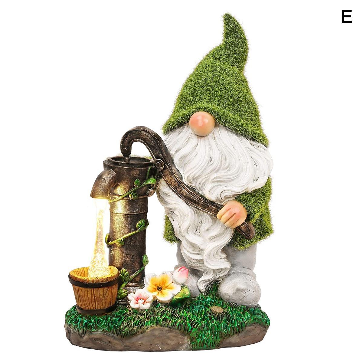 Nieuwe Hars Schattige Tuinkabouter Beeld Sculpturen Zonne-LED Verlichting Decoratie Voor Buiten Tuin Ornament E