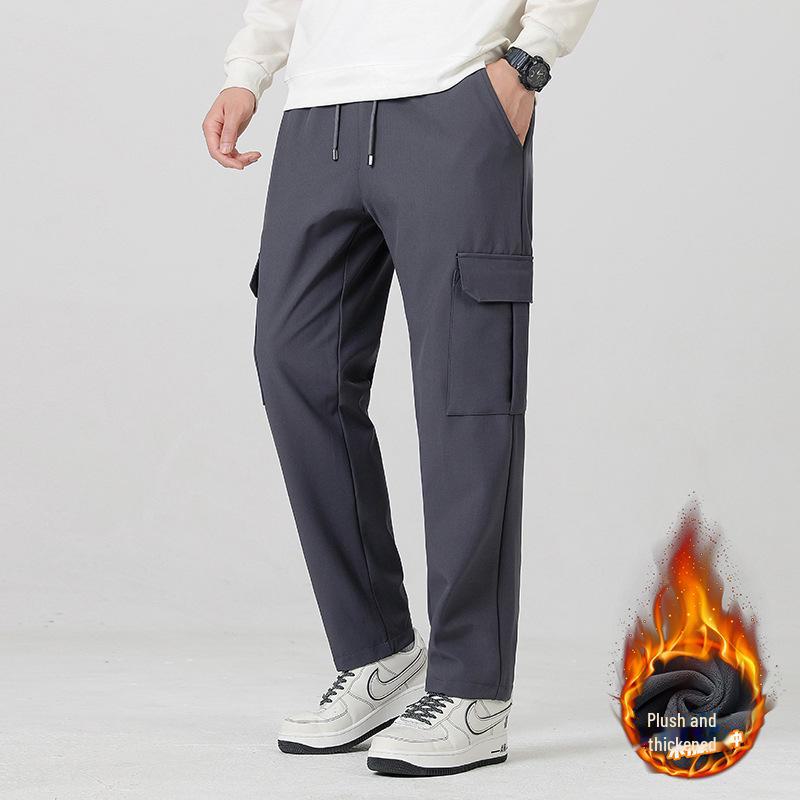 Men's Soft Shell Casual Workwear Pants - Winter Plus Velvet Outdoor Sports Trousers