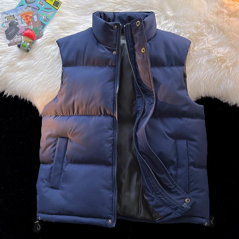 

Autumn Winter Couple s Thickened Korean Style Men s Plus Size Sleeveless Vest 5XL for 90-100kg синий