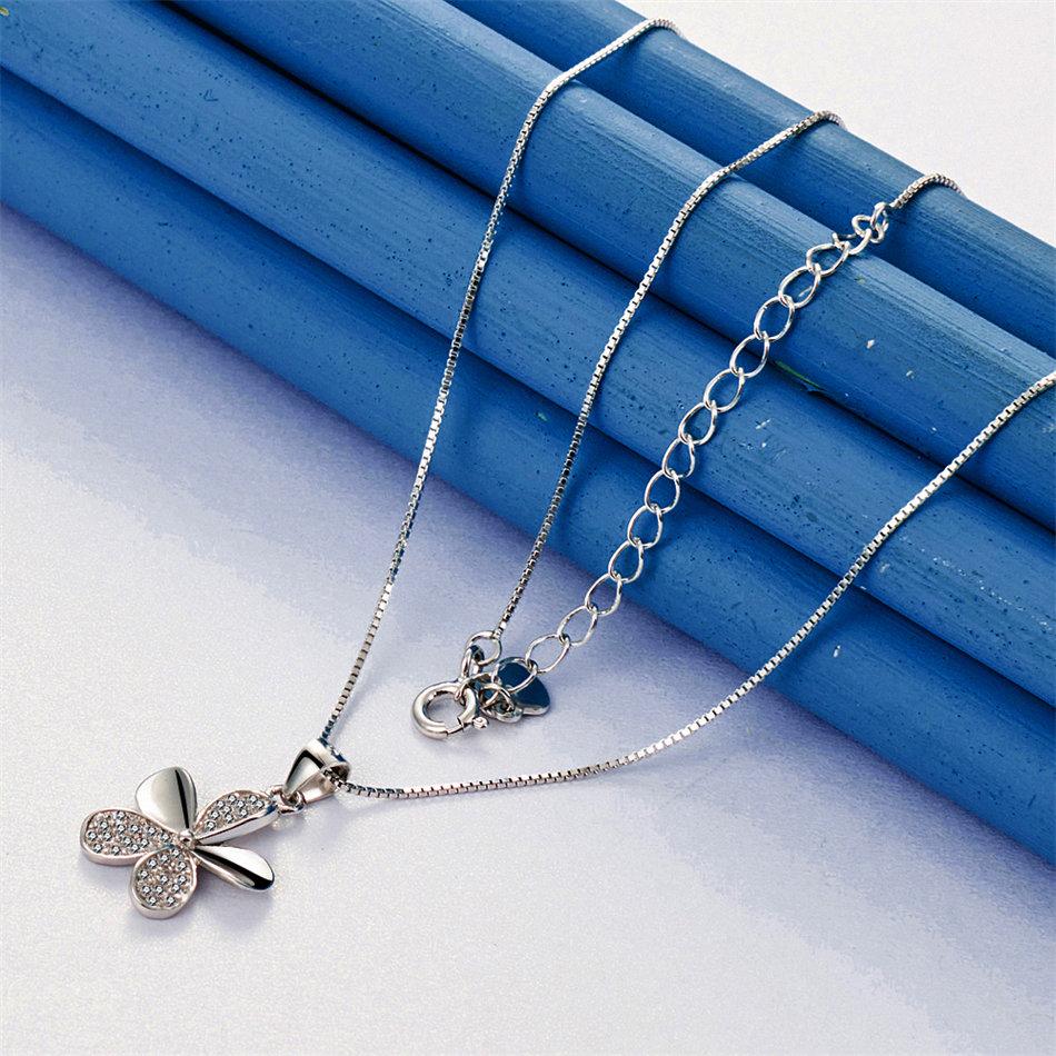 925 Sterling Silver 16-30 Inch Delicate Flower Zircon Pendant Necklace for Women Fashion Wedding Jewelry Accessories