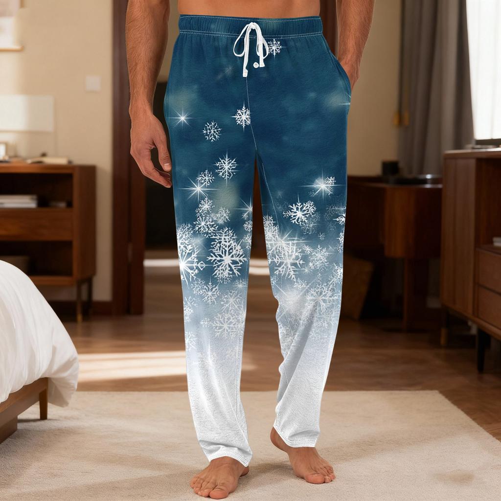 Men's Plain Knit Solid Pocket Casual Pants Home Pajama Pants