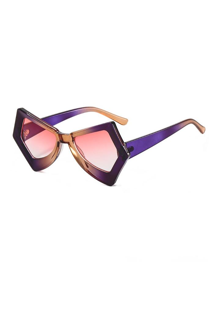 Fashionable Irregular Square Sunglasses Female Male Double Color Gradient Frame Punk Cat Eye Sun Eyewear Sun Eyewear Eyewear UV Protection 400